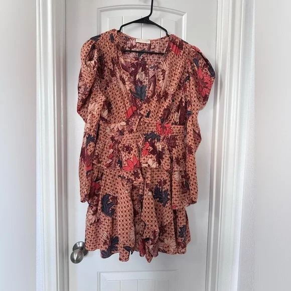 Ulla Johnson Oni Silk Mini Dress in Garden Rose Floral Ruffled Size 10 - Picture 14 of 16